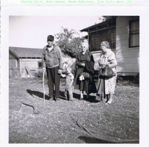 Charles and his grandfather Charles Kelly, Aunt Mayme McMichael and his grandmother Cleo Kelly